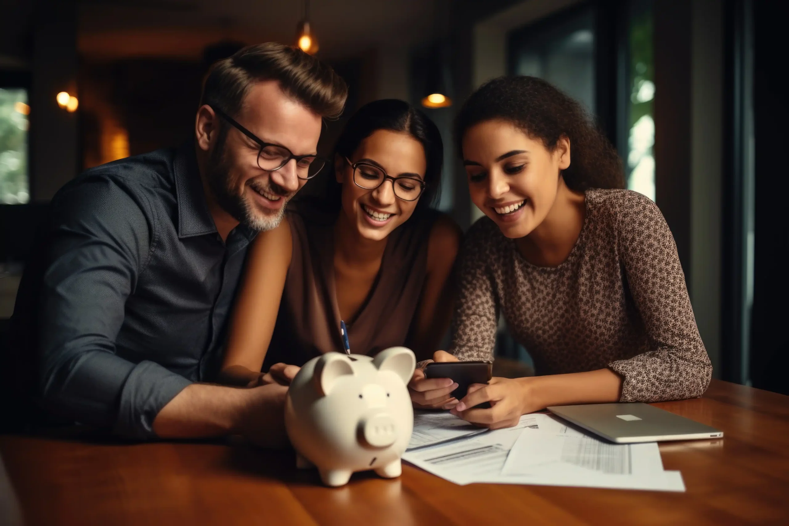 financial planner assisting young couple budgeting their future 1 scaled