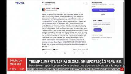 Aumento das tarifas globais de importação para 15% por Trump